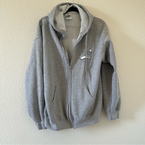 Gildan No Excuses Hoodie Women’s Medium Gray Zip Front Casual Gym Workout Street - Picture 1 of 8